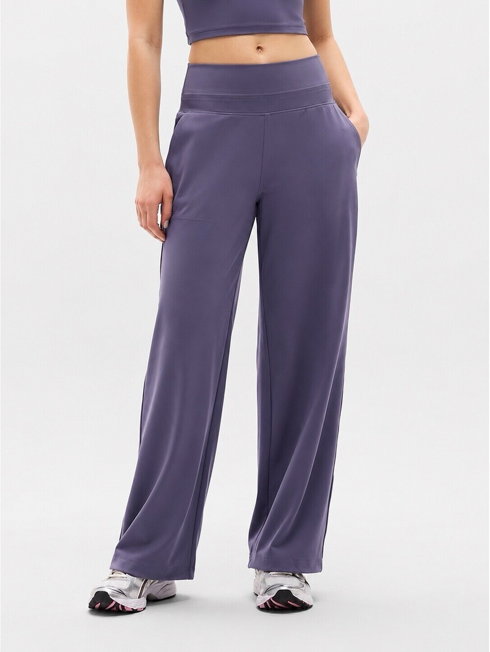 Athleta Venice Pants Nightfall Purple Wide Leg Women's Large Drawstring